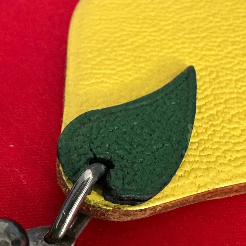 HERMES Lemon Leather Bag Charm Yellow READ - Picture 12 of 16